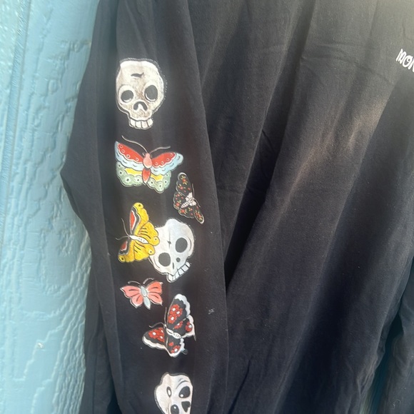 Monmoncats NWOT Butterfly Cats graphic down both long sleeves 100% cotton size L - Picture 2 of 8